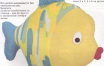 игрушка-подушка желто-голубая рыбка
