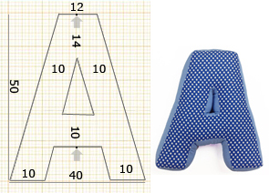 Как построить выкройку объемной буквы-подушки